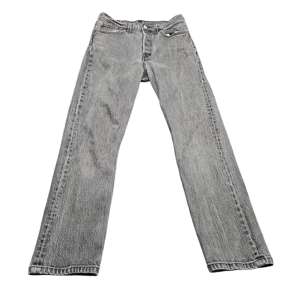 Levi 501 Original Fit Jeans Mens 27x28 Gray Straight Leg Denim Classic Casual